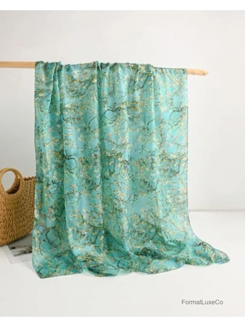 Extra Large 100% Mulberry Silk Floral Shawl Wrap Scarf